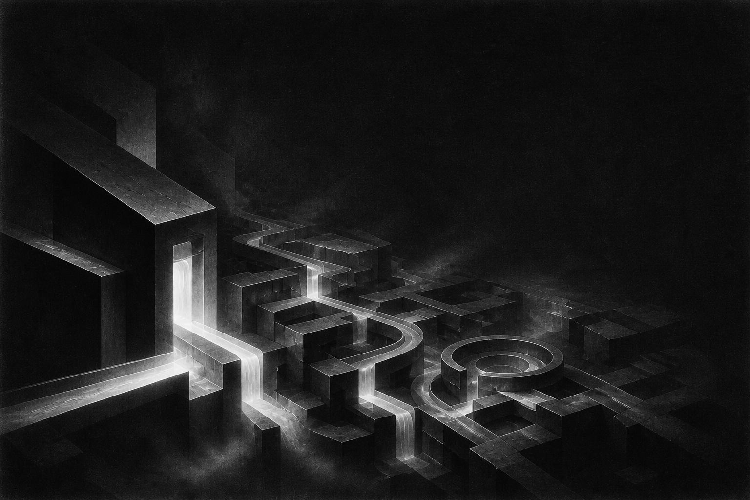 Abstract monochrome illustration for A payment integration begins where the API ends